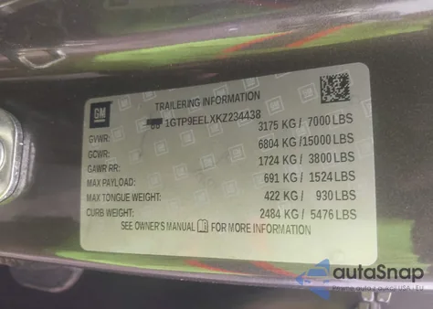 2019 GMC Sierra 1500 At4 z USA, uszkodzony, nr VIN 1GTP9EELXKZ234438